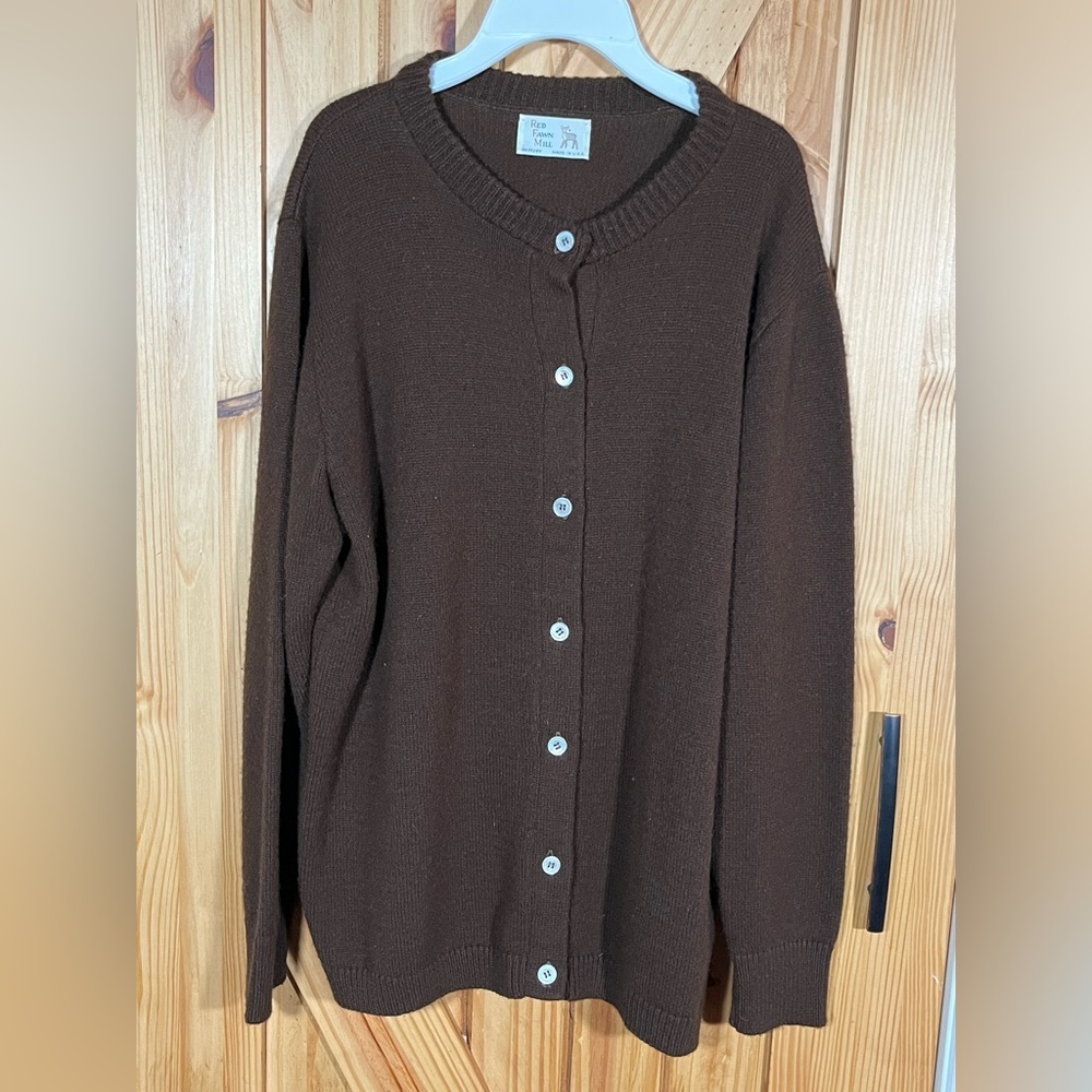 Vintage Red Fawn Mill Brown Women's Cardigan Sweater